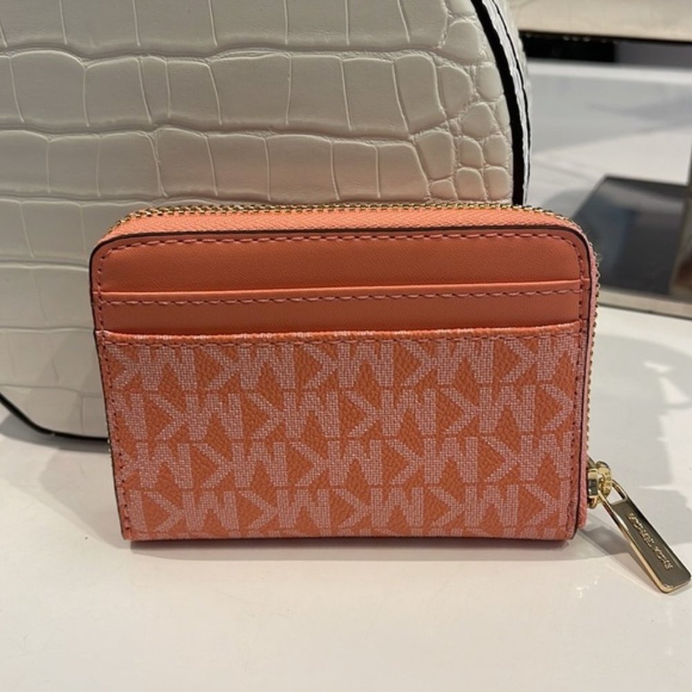 Michael Kors Jet Set Travel Medium Zip Around Card Case Sherbert Multi - Picture 8 of 16
